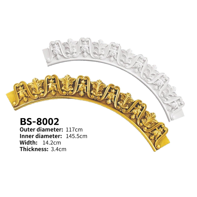 BS8002 Polyurethane Bedroom Corner Decorative Curved Molding