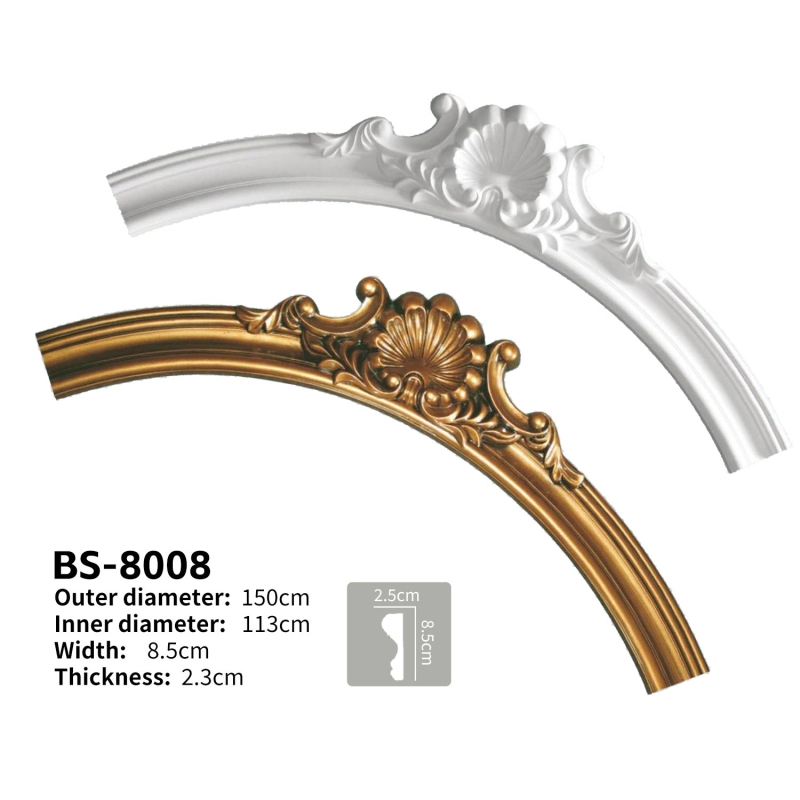 BS8008 Polyurethane Stair Railing Decorative Curved Molding