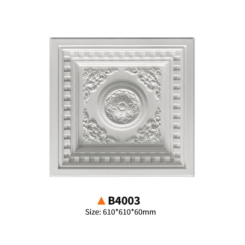 B4003-欧式可上颜色的聚氨酯方形天花板装饰灯盘