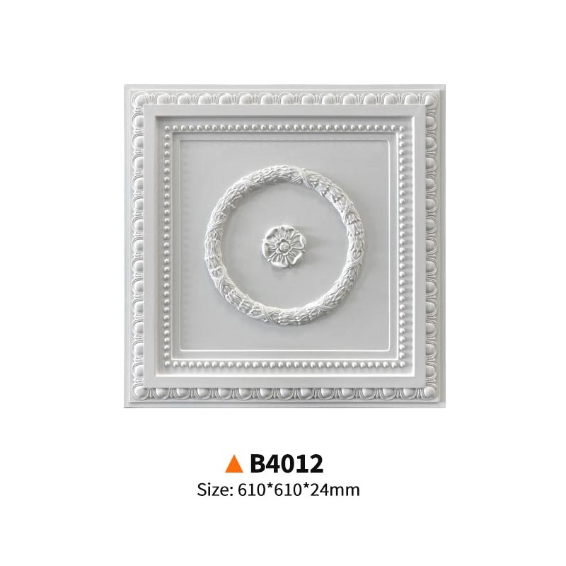 B4012- Everwall 豪华雕刻聚氨酯方形天花灯盘