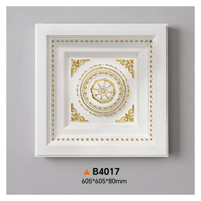 B4017 Polyurethane Square Ceiling Tiles Decorative PU Ceiling Medallions