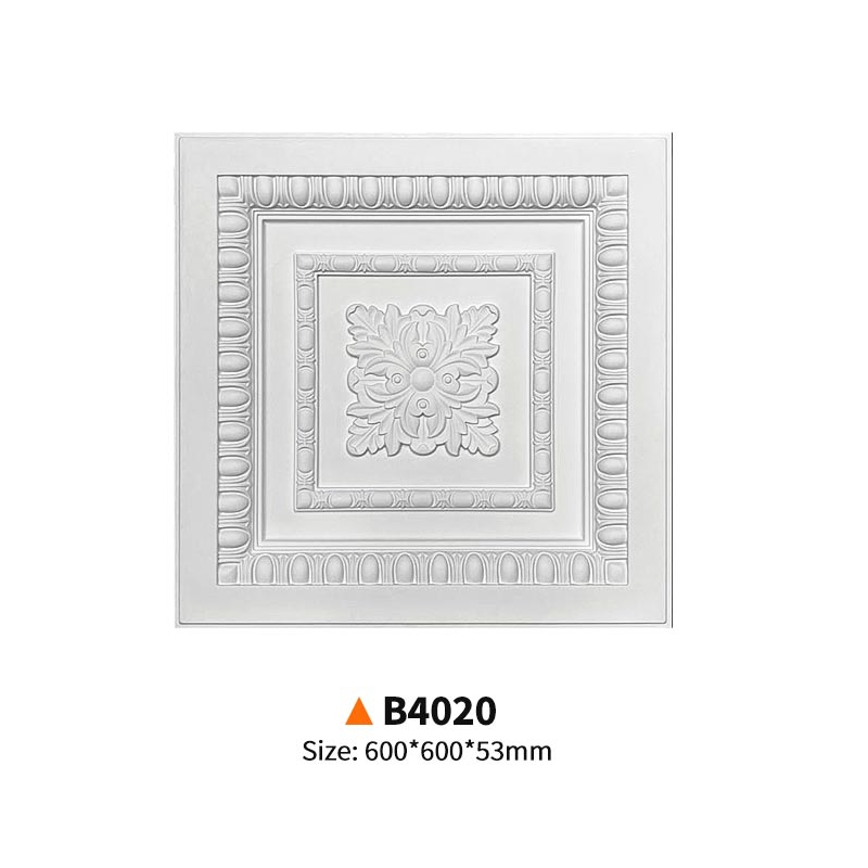 B4020-Everwall 艺术雕花PU方形天花灯盘
