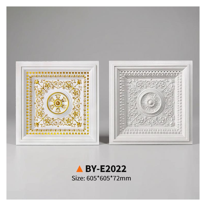 B4022-Everwall Custom Luxury PU Square Ceiling Medallion tiles 