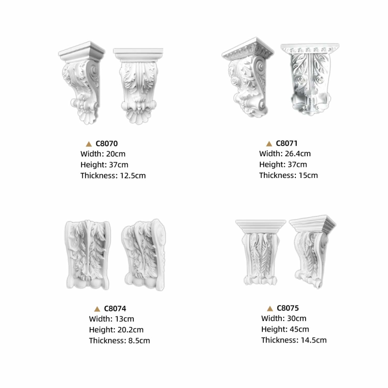 C8070- EVERWALL Wholesale White PU Corbels in Bulk Polyurethane Foam Brackets