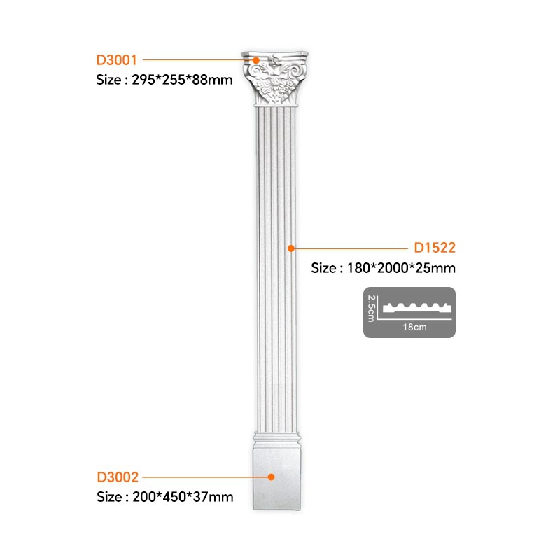 D1522 French Style Polyurethane Pilaster EVERWALL