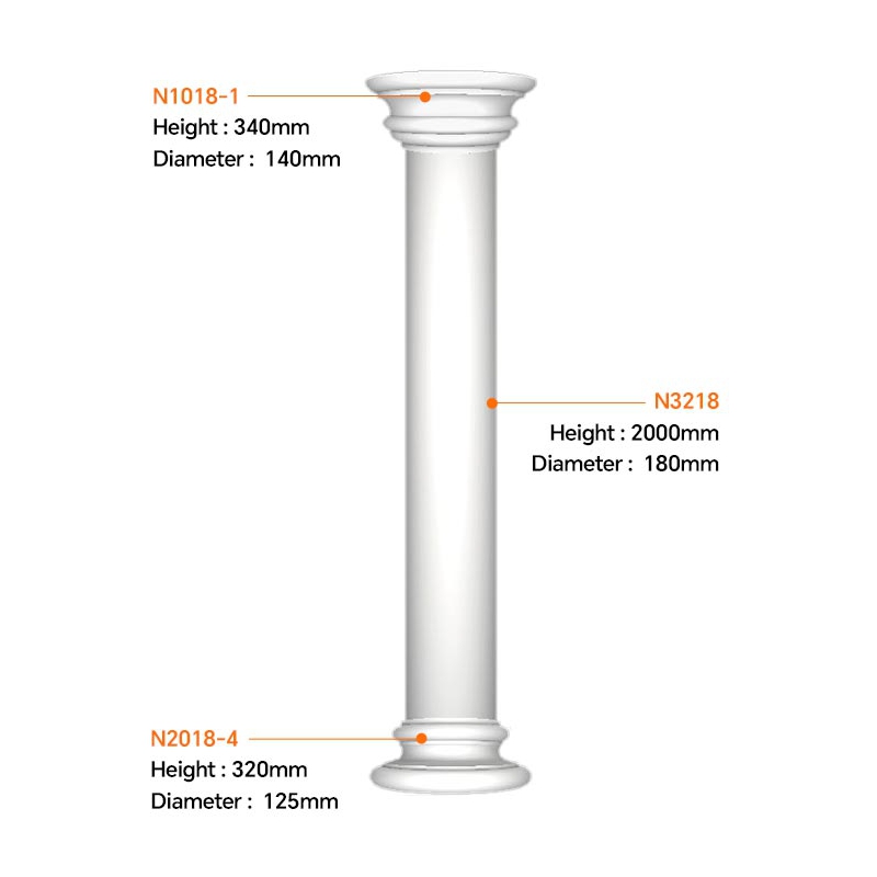 N3218 Polyurethane Roman Columns for European Villas  EVERWALL